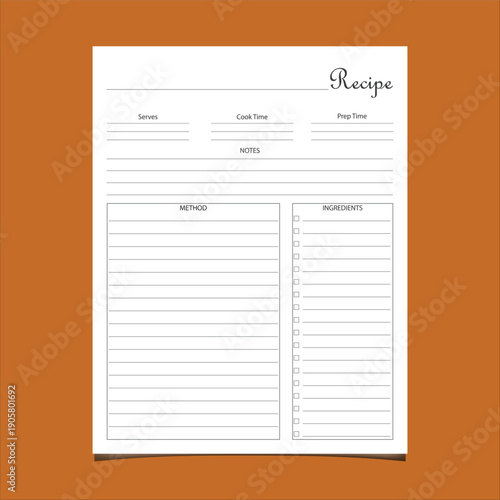 Recipe Journal Notebook Page