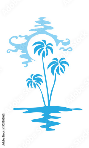 Stylized Island Palm Reflection
