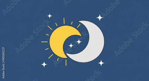 Day and night symbol sun and moon phases celestial body icon