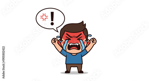 Cartoon character exhibiting intense anger and frustration with visual cues depicting rage