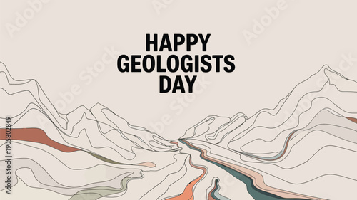 Happy Geologists Day Earth Science Landscape Exploration Illustration