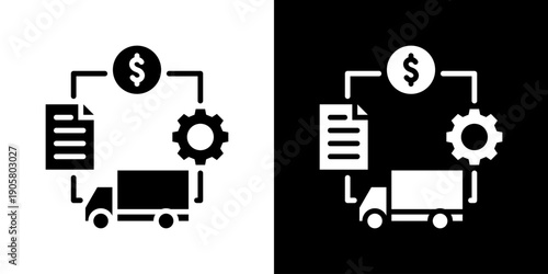 Value Chain Icon Set Vector Collection Isolated In Black And White
