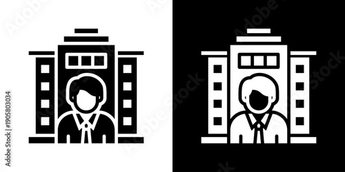 Company Icon Set Vector Collection Isolated In Black And White
