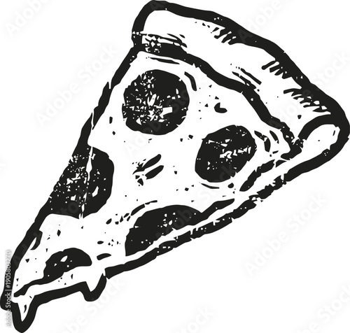 slice of pepperoni pizza with melted cheese and crispy crust illustration