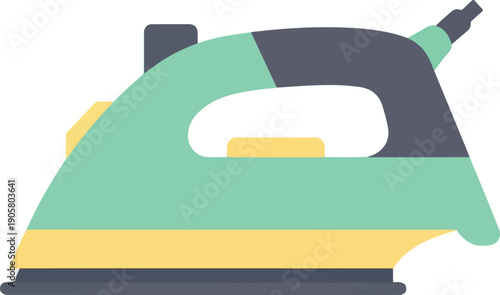 Minimalist icon of a steam iron for clothes in a flat design style
