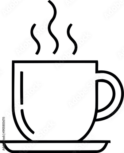 A steaming cup of coffee on a saucer, inviting you to take a sip