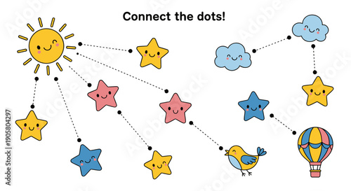 Charming cartoon characters beckon young learners to explore dot-to-dot fun for kids