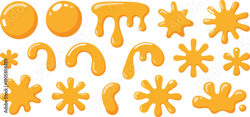 Golden Honey Splash Collection  Hand-Drawn Drips and Syrup Vector Icons