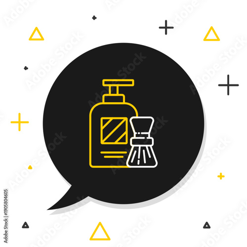 Line Shaving gel foam and brush icon isolated on white background. Shaving cream. Colorful outline concept. Vector