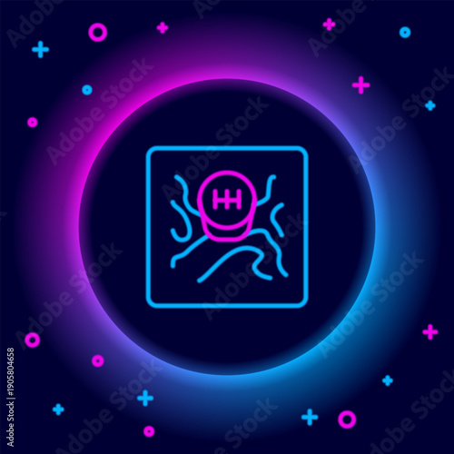Glowing neon line Gear shifter icon isolated on black background. Transmission icon. Colorful outline concept. Vector