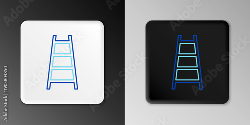 Line Stair with finish flag icon isolated on grey background. Career growth business concept. Concept of business development. Colorful outline concept. Vector