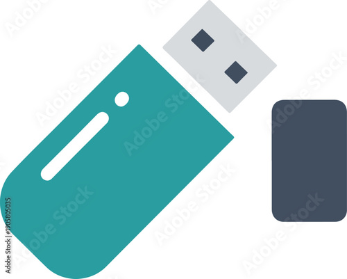 clean icon of a flash drive with cap removed, minimalist design