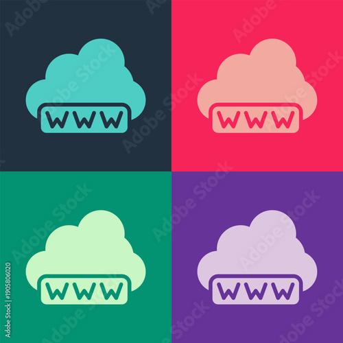 Pop art Software, web development, programming concept icon isolated on color background. Programming language and program code on screen laptop. Vector