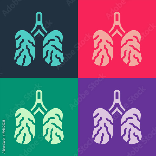 Pop art Disease lungs icon isolated on color background. Vector