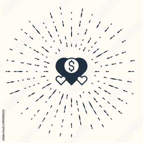 Grey Donation and charity icon isolated on beige background. Donate money and charity concept. Abstract circle random dots. Vector