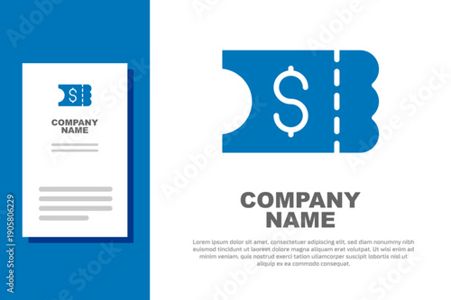 Blue Lottery ticket icon isolated on white background. Bingo, lotto, cash prizes. Financial success, prosperity, victory, winnings luck. Logo design template element. Vector