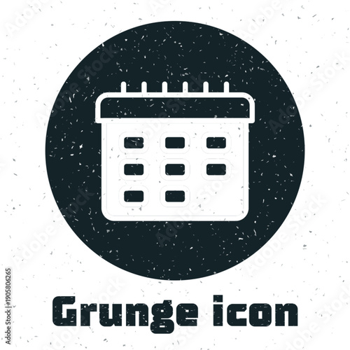 Grunge School timetable icon isolated on white background. Monochrome vintage drawing. Vector