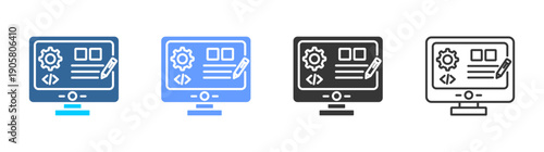 coding icon set multiple style collection
