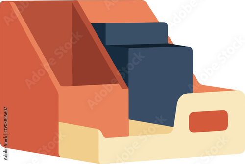 Minimalist desk organizer icon, modern office supplies tray, and stationery holder