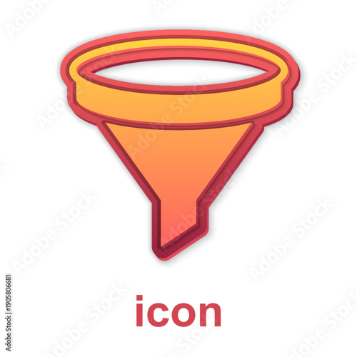 Gold Funnel or filter icon isolated on white background. Vector