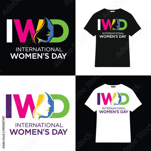 IWD International Women's Day logo with woman's profile and colorful typography