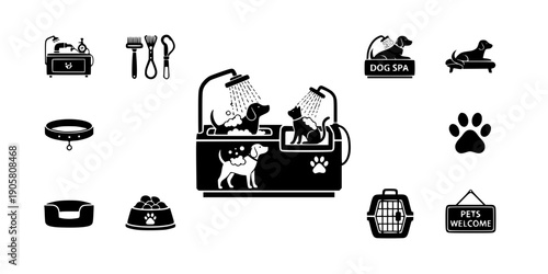 Pet Wash Station Dog Spa Amenity Icon