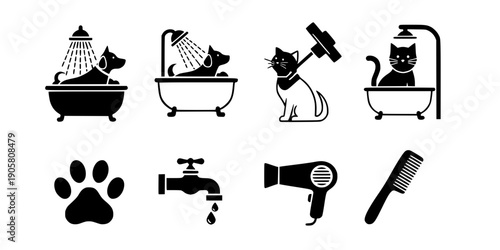 Pet Wash Station Dog Spa Amenity Icon