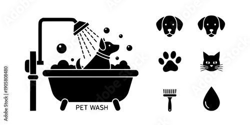 Pet Wash Station Dog Spa Amenity Icon