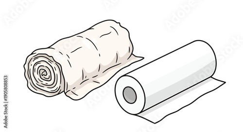Depiction of Paper Rolls: Cleanliness Concepts with White Paper Products Illustrations