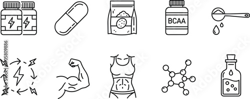 Tree silhouette set with pine fir and deciduous forest elements, nature landscape greenery, cad drawing flat vector illustration, black outline.