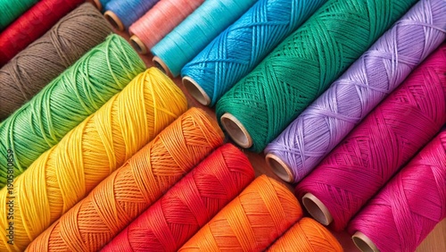 Colorful Sewing Thread Spools Background