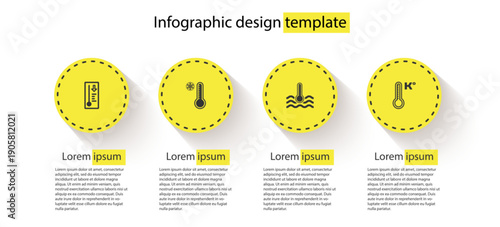 Set Meteorology thermometer, , Water and . Business infographic template. Vector