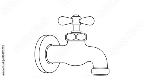 Simple line drawing of a water faucet showing its basic components