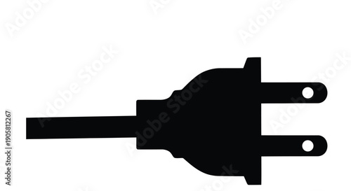Black silhouette of a standard american two prong electrical plug on white