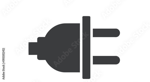 Simple black icon depicting a standard electrical plug against a white background