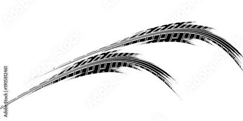 Grunge PNG set of circular tire tread frames with car and motorcycle patterns. Black PNG wheel borders for auto designs. Use this tyre PNG track set on a white background.