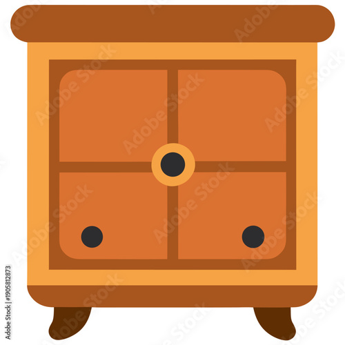 Vintage wooden nightstand with drawers and classic handles perfect for bedroom storage and rustic interior decor.