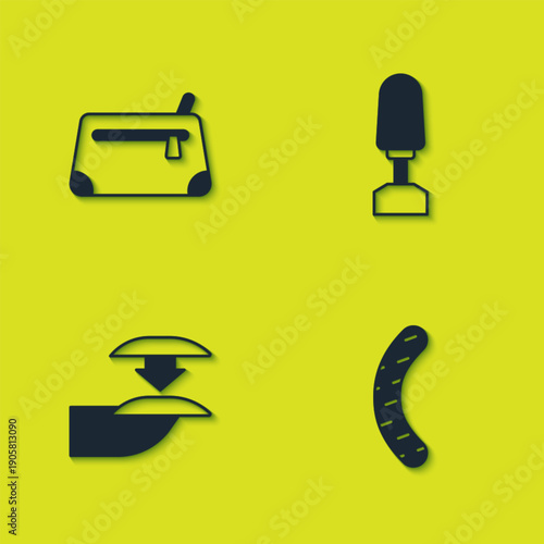 Set Cosmetic bag, Nail file, False nails and Milling cutter for manicure icon. Vector