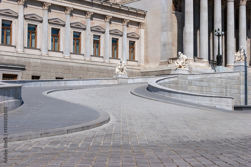 Fototapeta premium view to austrian parliament at the ring street in Vienna