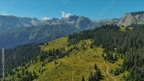 Photography Aerial view on mountains in park Durmitor