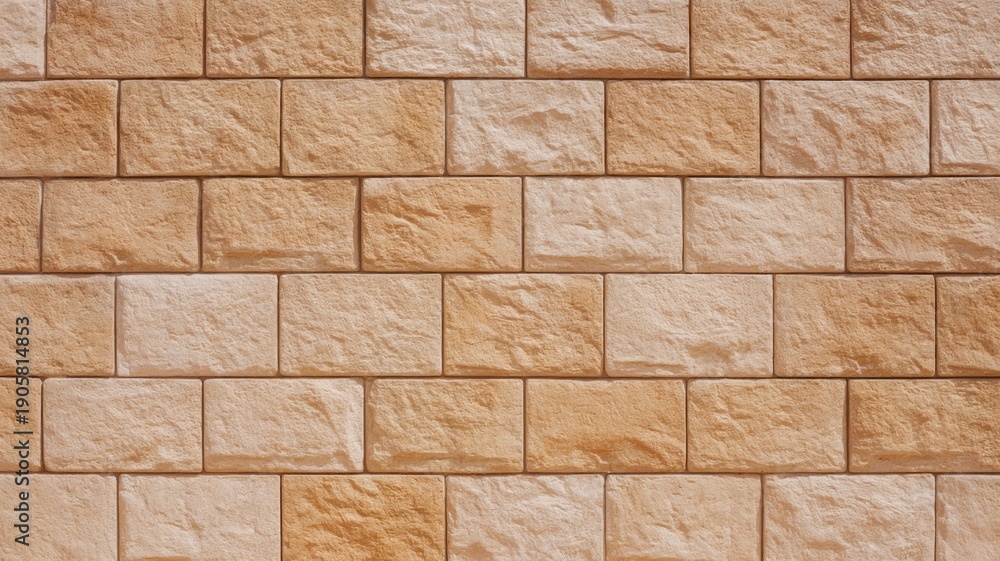 Obraz premium Textured tan brick wall patterned in neat rows. AI generated
