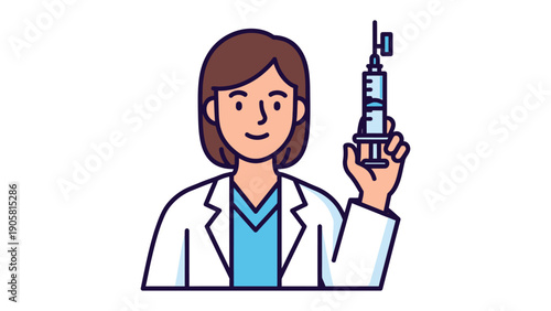 Vaccination in the making: A healthcare professional, with a confident smile, displays a syringe ready for injection, symbolizing health, prevention, and hope. 