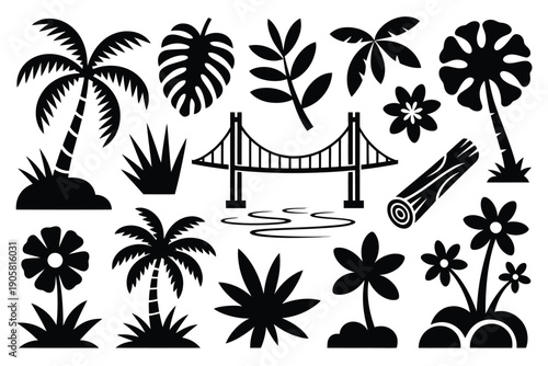 Tropical island elements and iconic bridge silhouette collection