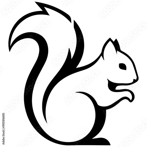 Cuadro en lienzo Black and White Squirrel Silhouette Logo - Minimalist Icon for Wildlife and Natu