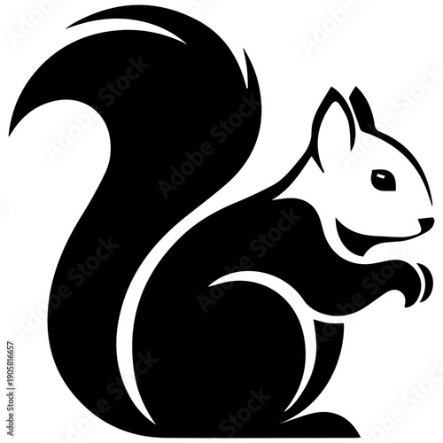 Black and White Squirrel Logo Vector Art, Stylized Rodent Icon for Nature and Wildlife Brands