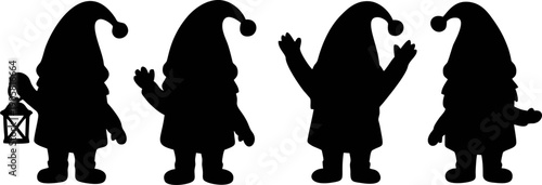 Garden Gnome Dwarf Silhouette Set