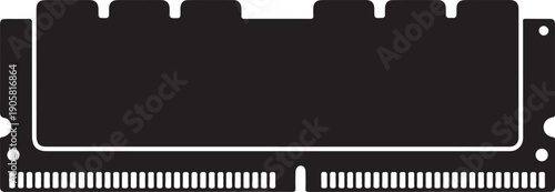 Black computer R A M module silhouette with notched edge computer hardware memory module technology