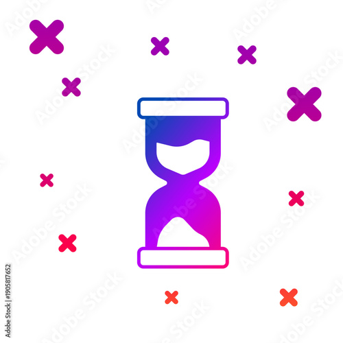 Color Old hourglass with flowing sand icon isolated on white background. Sand clock sign. Business and time management concept. Gradient random dynamic shapes. Vector