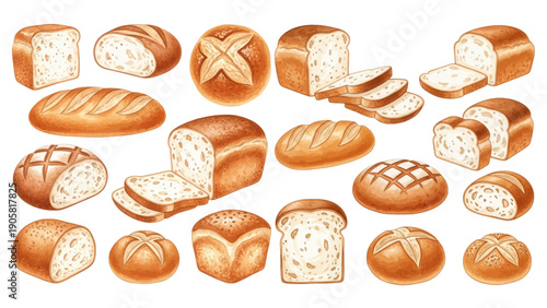 watercolor bread clipart for graphic resources