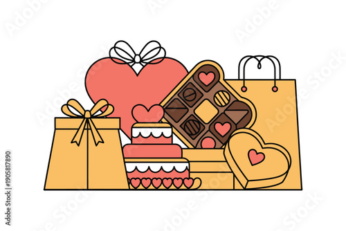 Assortment of sweet gifts and treats for a special celebration